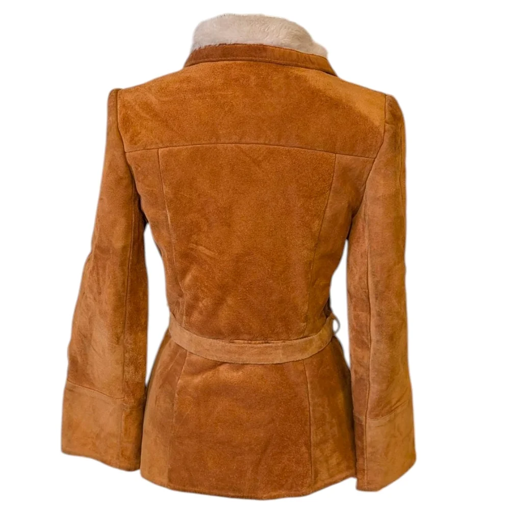 VTG Leatherscapade suede belted, snap up jacket W  pile furry interior. Small - Picture 13 of 16